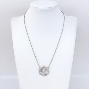 Vintage Sterling Silver 925 JHD Monogram Pendant Necklace 17"